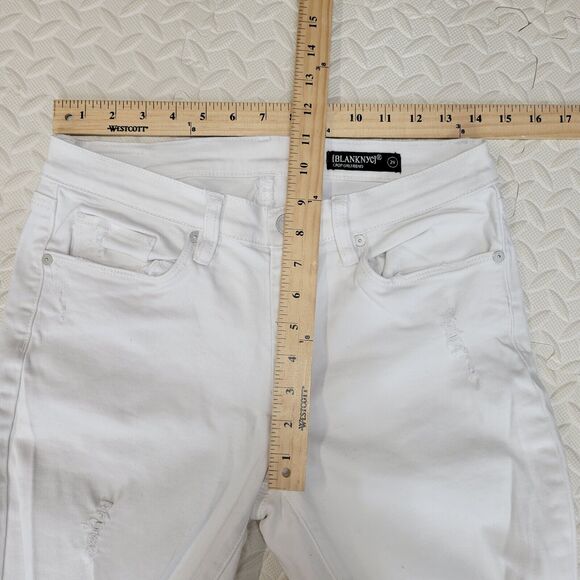 Blank NYC Jeans Womens 29 Crop Girlfriend White Distressed Fringe Hem Vacation - Picture 8 of 11